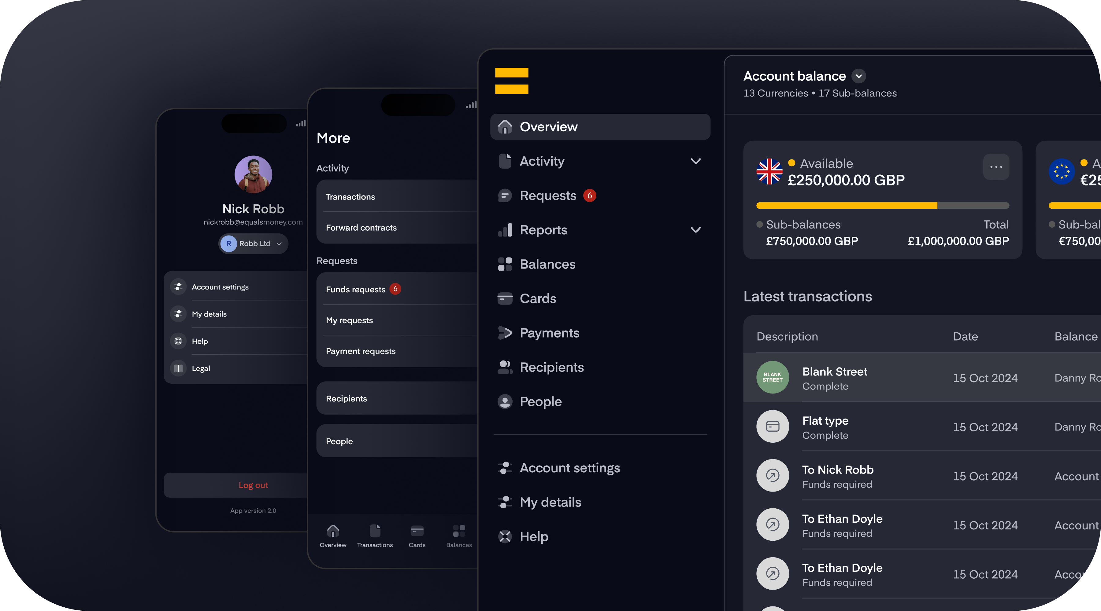 Navigation restructure work showing responsive menu patterns across mobile and desktop